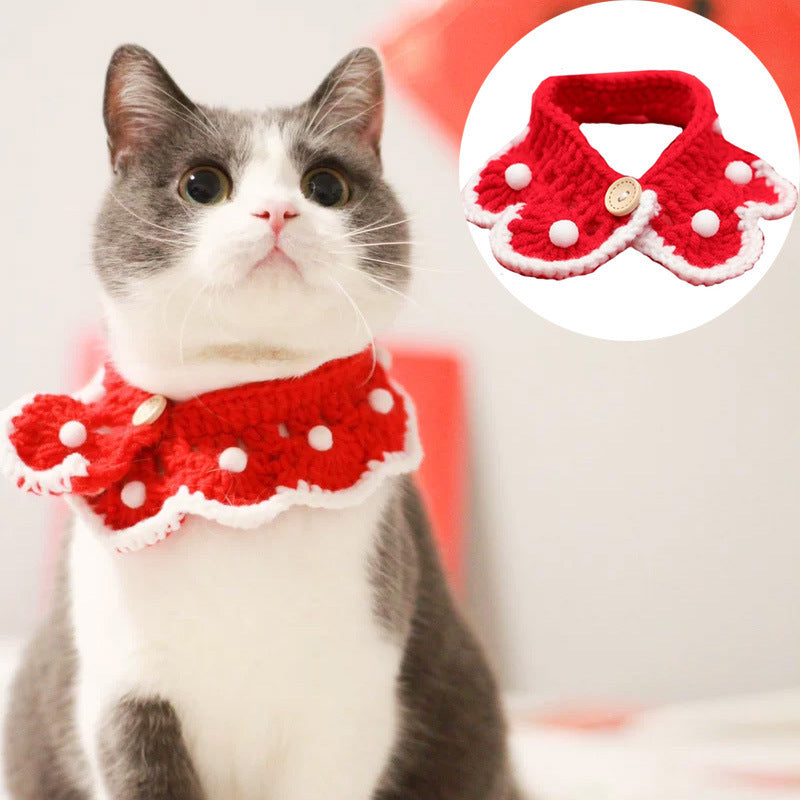 Gatos, perros y conejos domésticos, collares de punto, adornos navideños, toallas de saliva
